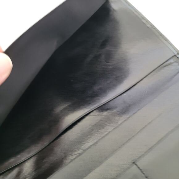 Dunhill Checkbook Card Slim Bill Holder Wallet Black Bifold Leather Croc Vintage - Picture 4 of 11